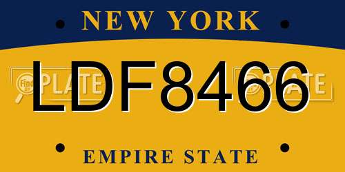 LDF8466 New York License Plate