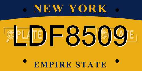 LDF8509 New York License Plate