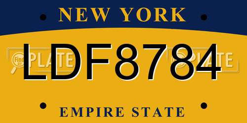 LDF8784 New York License Plate