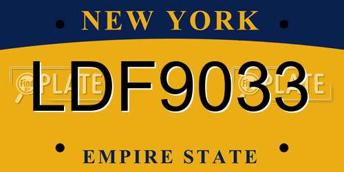 LDF9033 New York License Plate