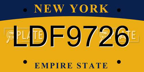 LDF9726 New York License Plate