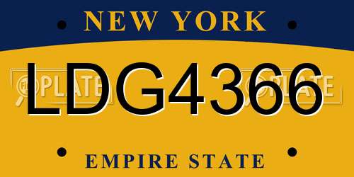 LDG4366 New York License Plate