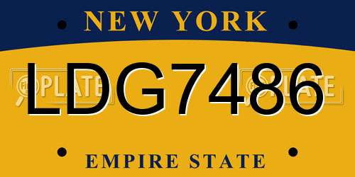 LDG7486 New York License Plate