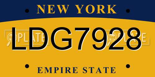 LDG7928 New York License Plate