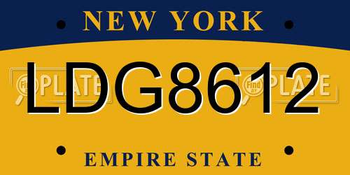 LDG8612 New York License Plate