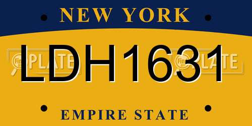 LDH1631 New York License Plate