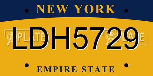 LDH5729 New York License Plate
