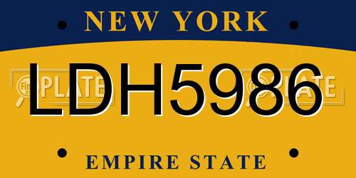 LDH5986 New York License Plate