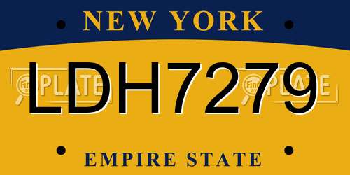 LDH7279 New York License Plate