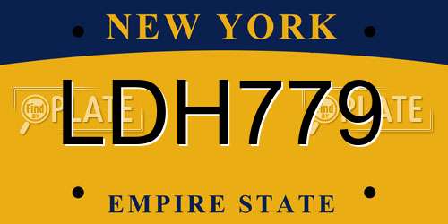 LDH779 New York License Plate