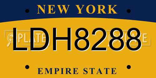 LDH8288 New York License Plate