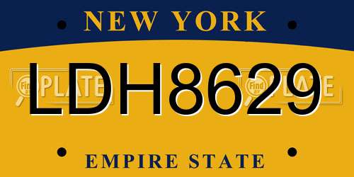 LDH8629 New York License Plate