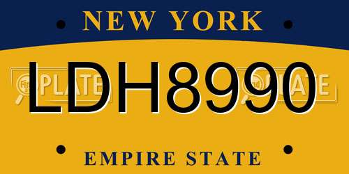 LDH8990 New York License Plate