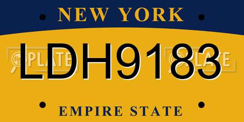 LDH9183 New York License Plate