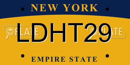 LDHT29 New York License Plate