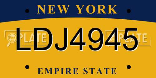 LDJ4945 New York License Plate