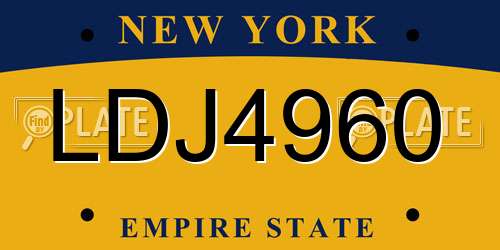 LDJ4960 New York License Plate