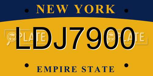 LDJ7900 New York License Plate