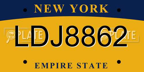 LDJ8862 New York License Plate