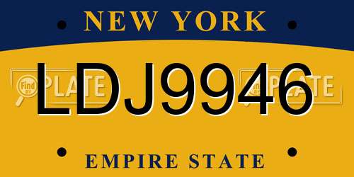 LDJ9946 New York License Plate