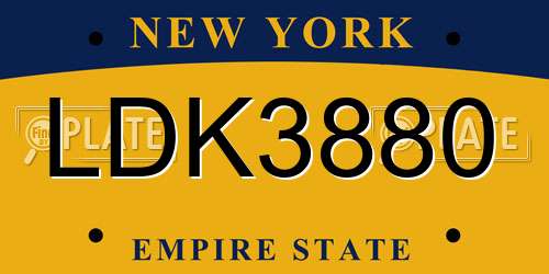 LDK3880 New York License Plate