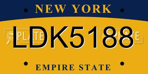 LDK5188 New York License Plate