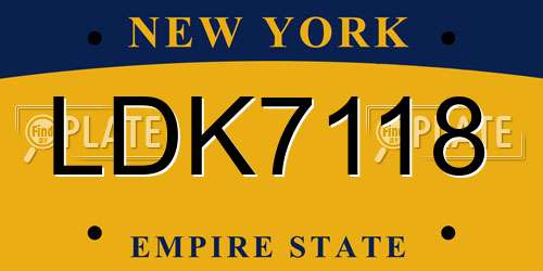 LDK7118 New York License Plate