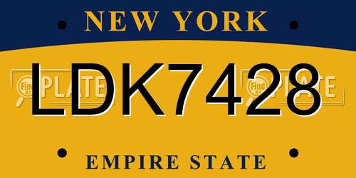 LDK7428 New York License Plate