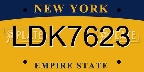 LDK7623 New York License Plate