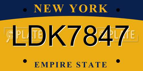 LDK7847 New York License Plate