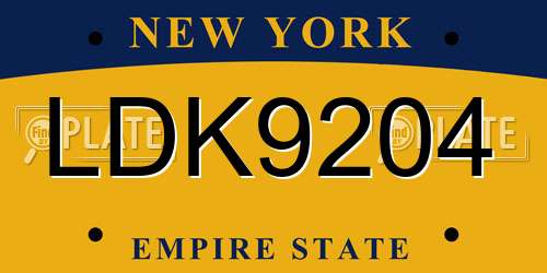 LDK9204 New York License Plate
