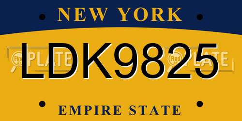 LDK9825 New York License Plate