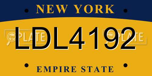 LDL4192 New York License Plate