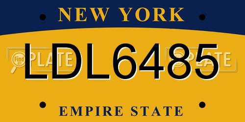 LDL6485 New York License Plate