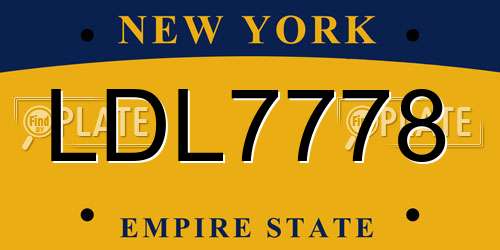 LDL7778 New York License Plate