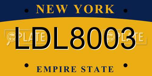 LDL8003 New York License Plate