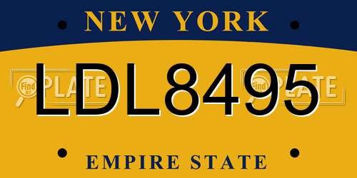 LDL8495 New York License Plate