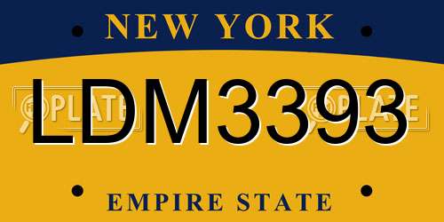 LDM3393 New York License Plate
