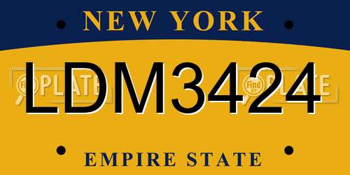 LDM3424 New York License Plate