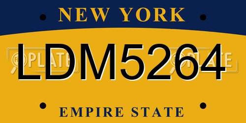 LDM5264 New York License Plate