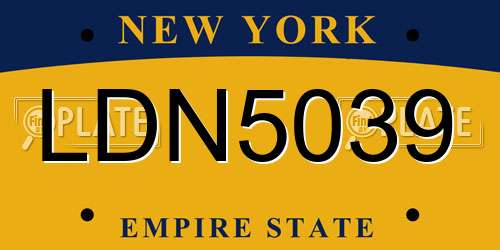 LDN5039 New York License Plate