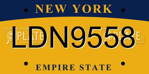 LDN9558 New York License Plate