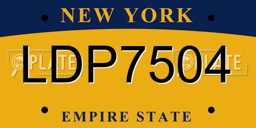 LDP7504 New York License Plate