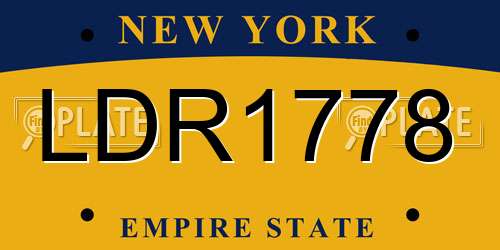 LDR1778 New York License Plate
