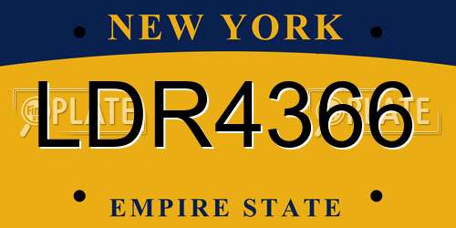 LDR4366 New York License Plate