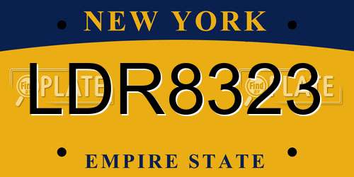 LDR8323 New York License Plate