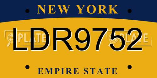 LDR9752 New York License Plate