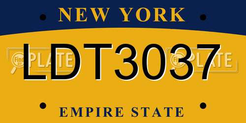 LDT3037 New York License Plate