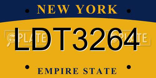 LDT3264 New York License Plate