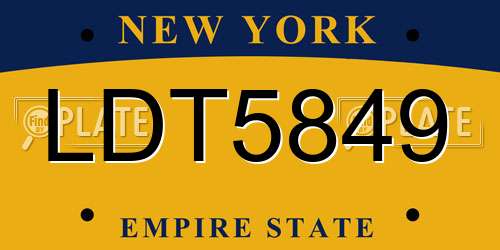 LDT5849 New York License Plate